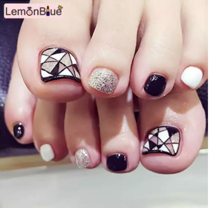 Glitter and Geometric Toe Nail Stickers is top 8 Nail Wrap Brands Available In Singapore To Try For Your feet and hands